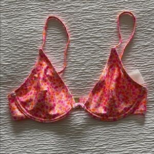 Kulani Kinis Pink and Orange Floral Bikini Top
